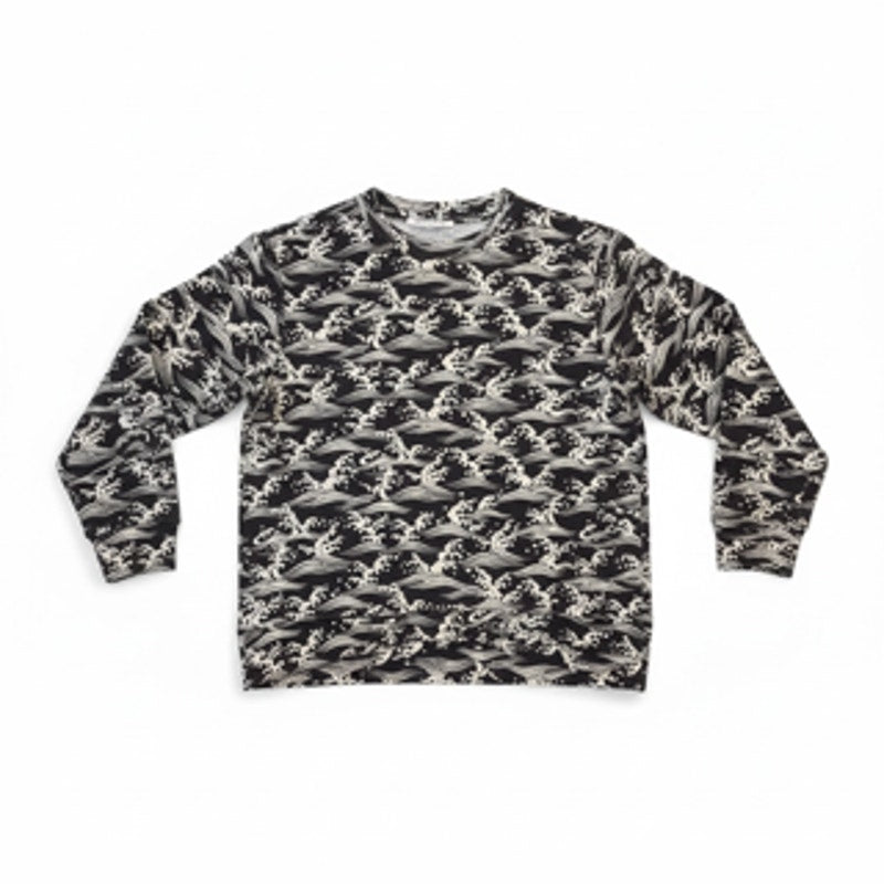 Sandro Navy & White Ocean Pattern Men's Sweatshirt Small