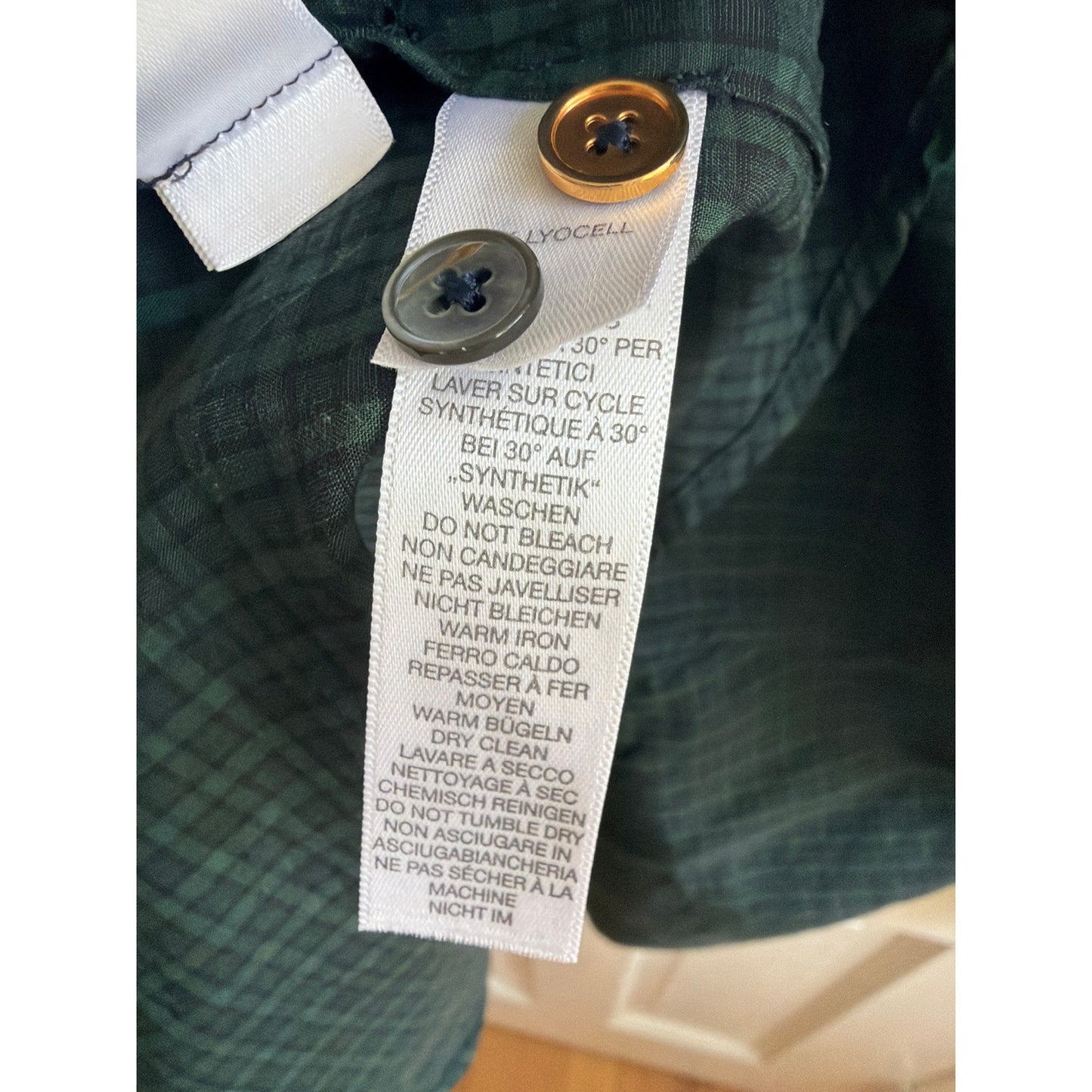 Paul Smith  XL 16" Dark Green Plaid Flip-Cuff Button Up
