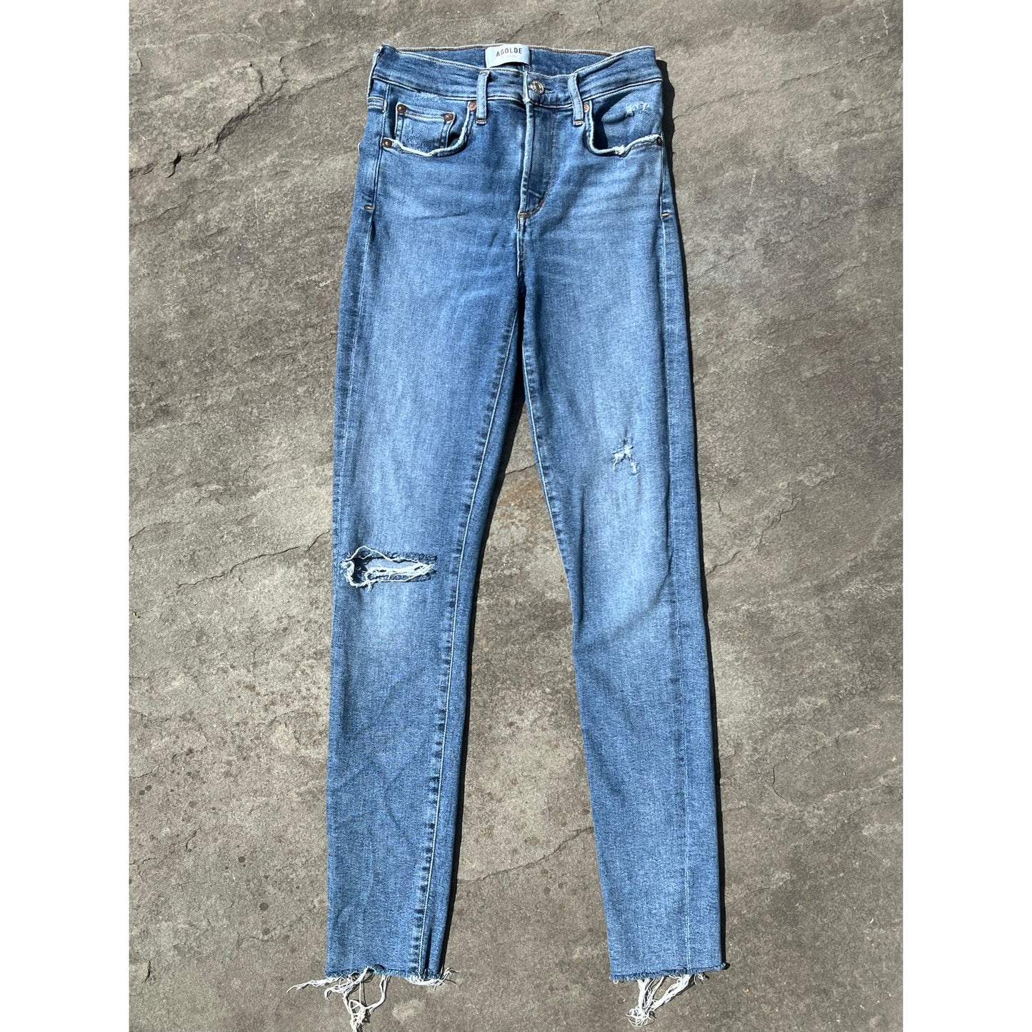 ✨ Agolde Sophie Mid-Rise Skinny Crop Distressed Jeans 25 ✨