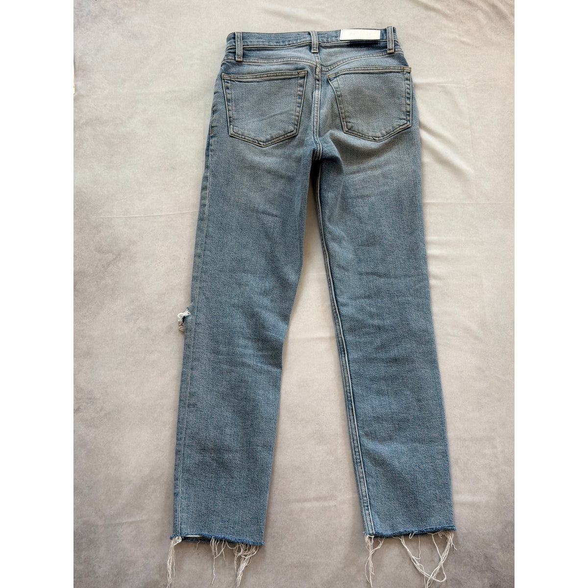 RE/DONE Size 24 Light Dusk Destroy Mid Rise Straight Leg Ripped Jeans EUC
