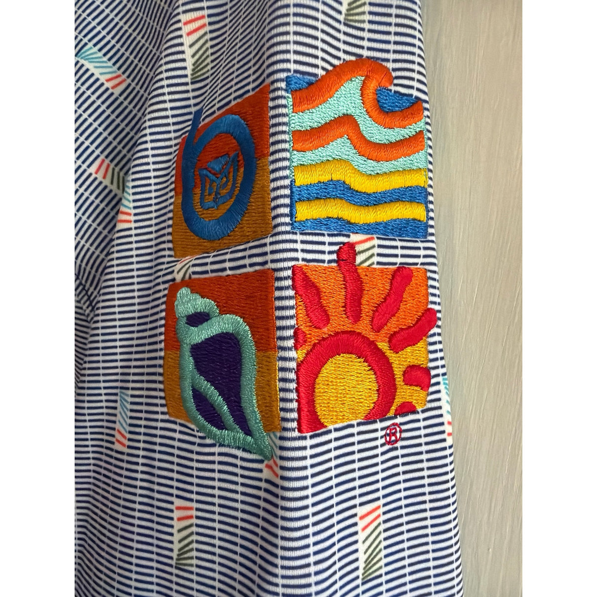 Peter Millar Geometric Stripe 1/4 Zip Pullover Mens L Blue Golf Sun Shirt