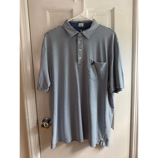 Johnie-O Hangin' Out Size XL Men's White Blue Stripe Polo