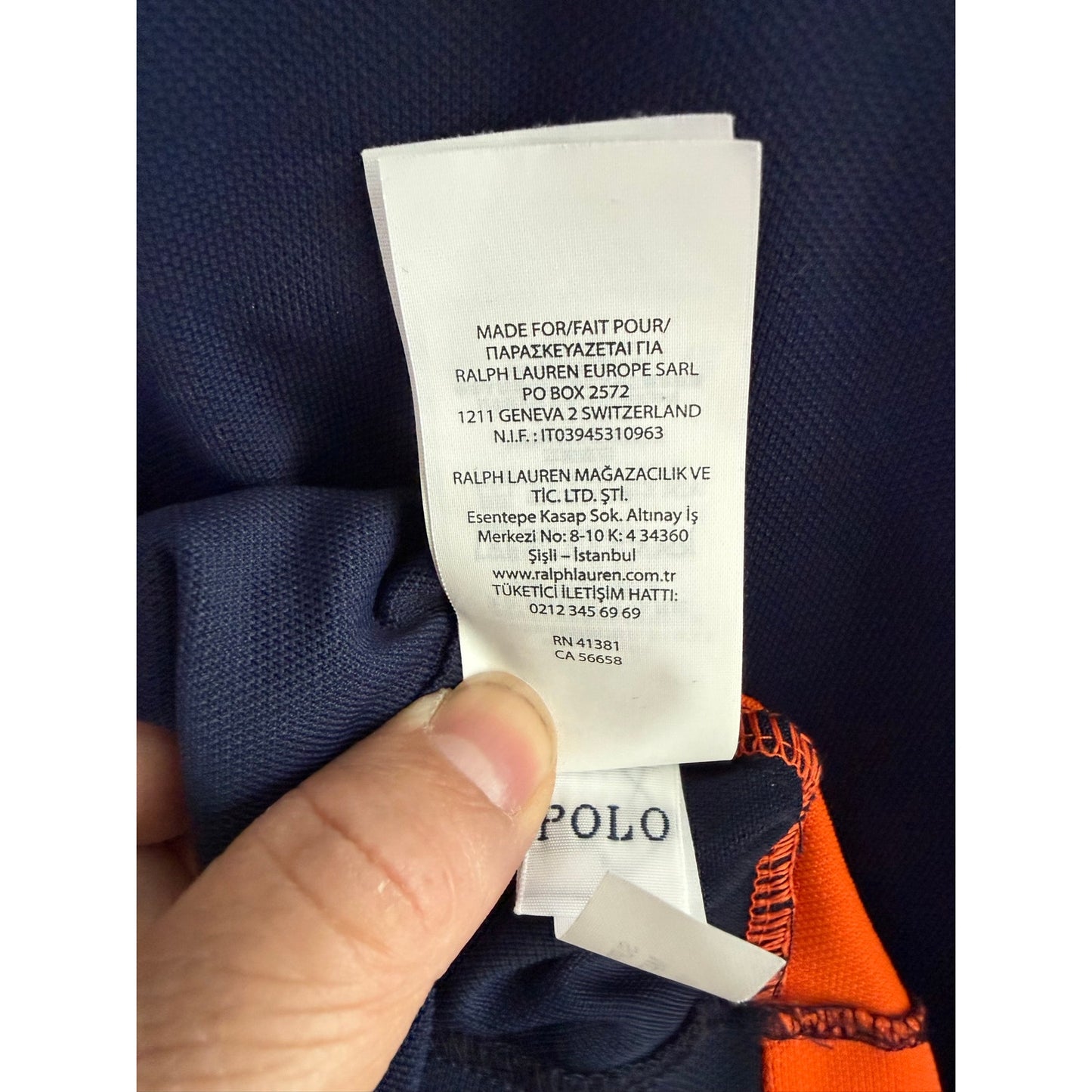 Ralph Lauren Performance Polo Blue/Orange, Large Logo XL