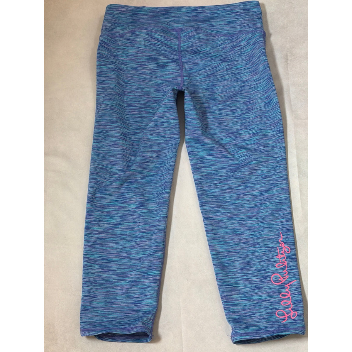 Lilly Pulitzer Luxletic Space Dye Crop Leggings Blue Purple Pink Medium