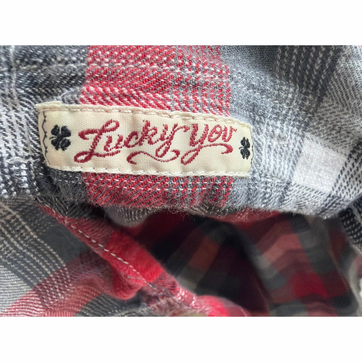 Lucky Brand Men's Slim Fit Long Sleeve Western Plaid Shirt - Red & Grey, Medium