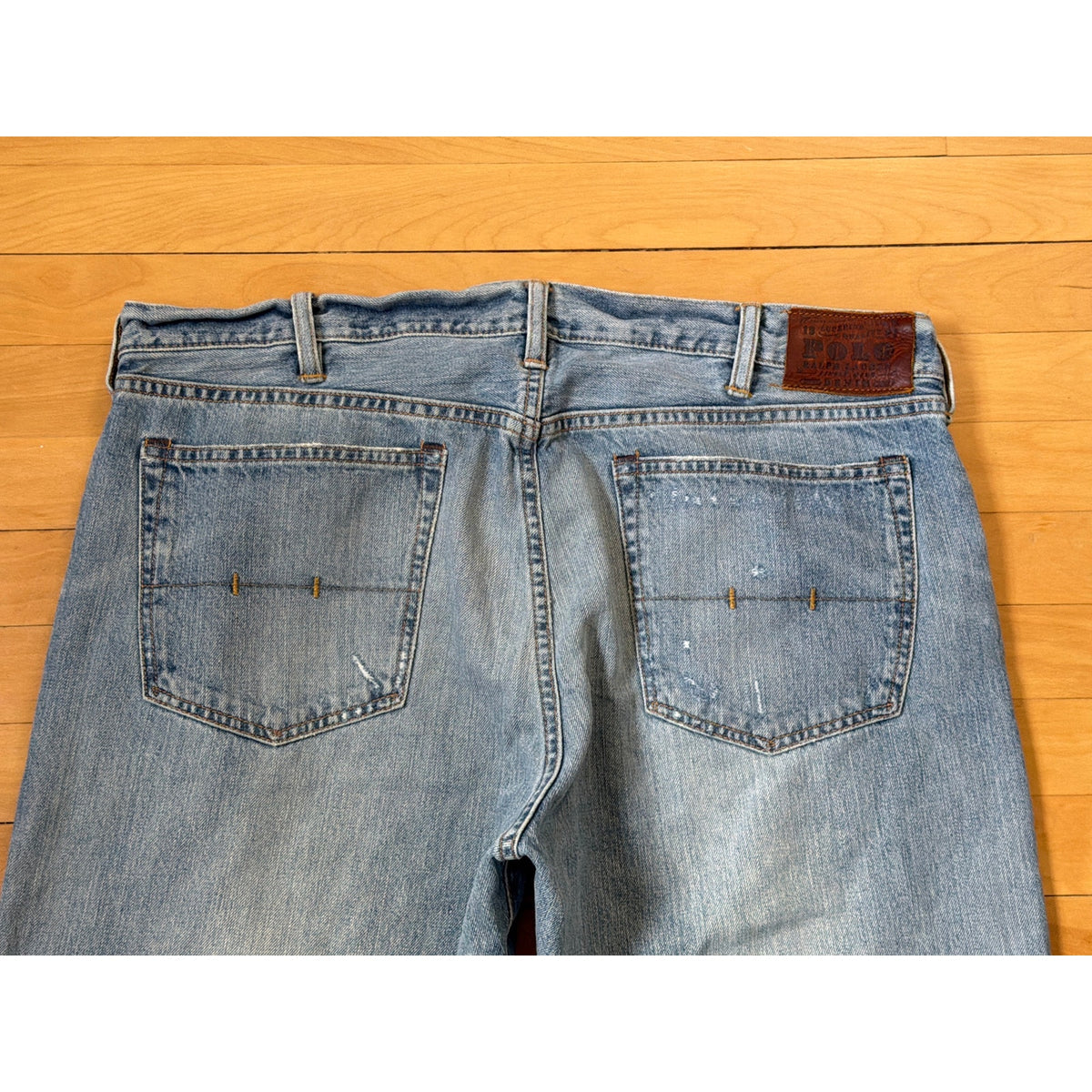 Vintage Polo Ralph Lauren Size 38 x 30  Blue Wide Leg Mens Jeans