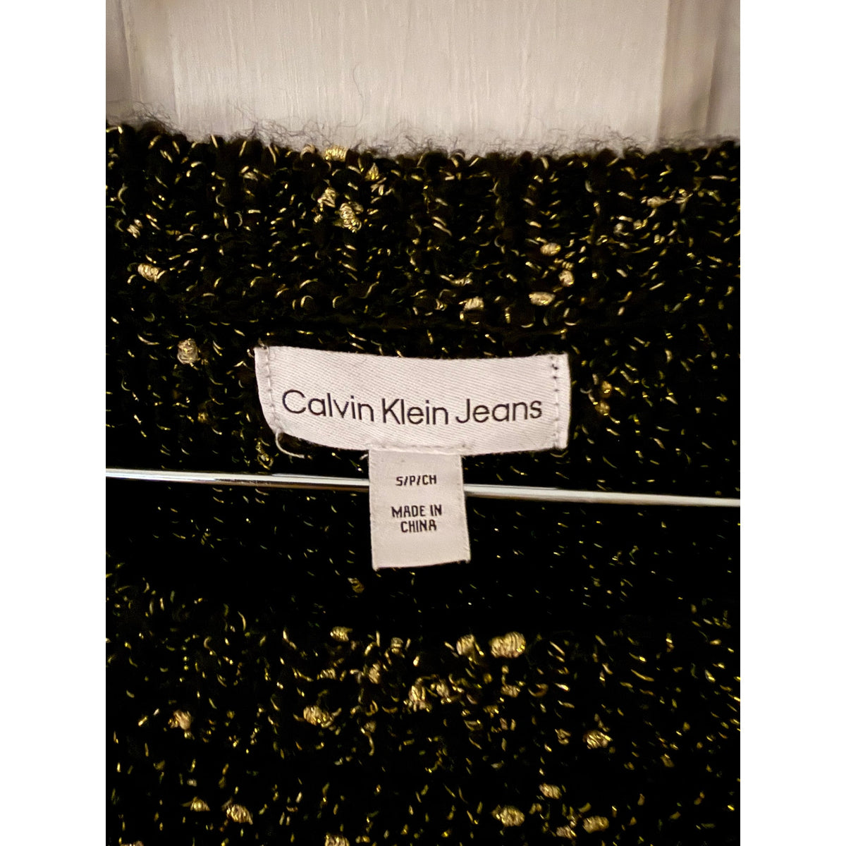 Calvin Klein Black/Gold Metallic Sweater- Size Small