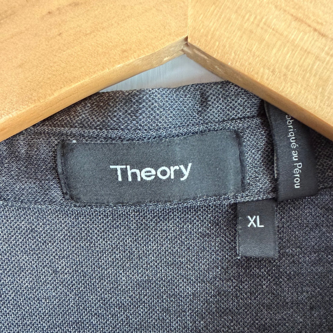 Theory Men's Heather Gray Short Sleeve Polo Shirt Size XL EUC