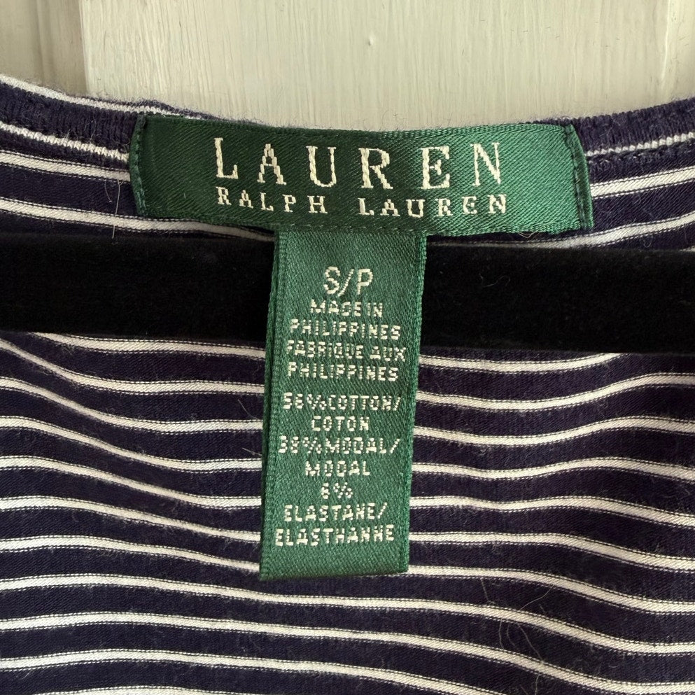 Lauren Ralph Lauren Navy Blue & White Striped Sleeveless Fit & Flare Dress S EUC