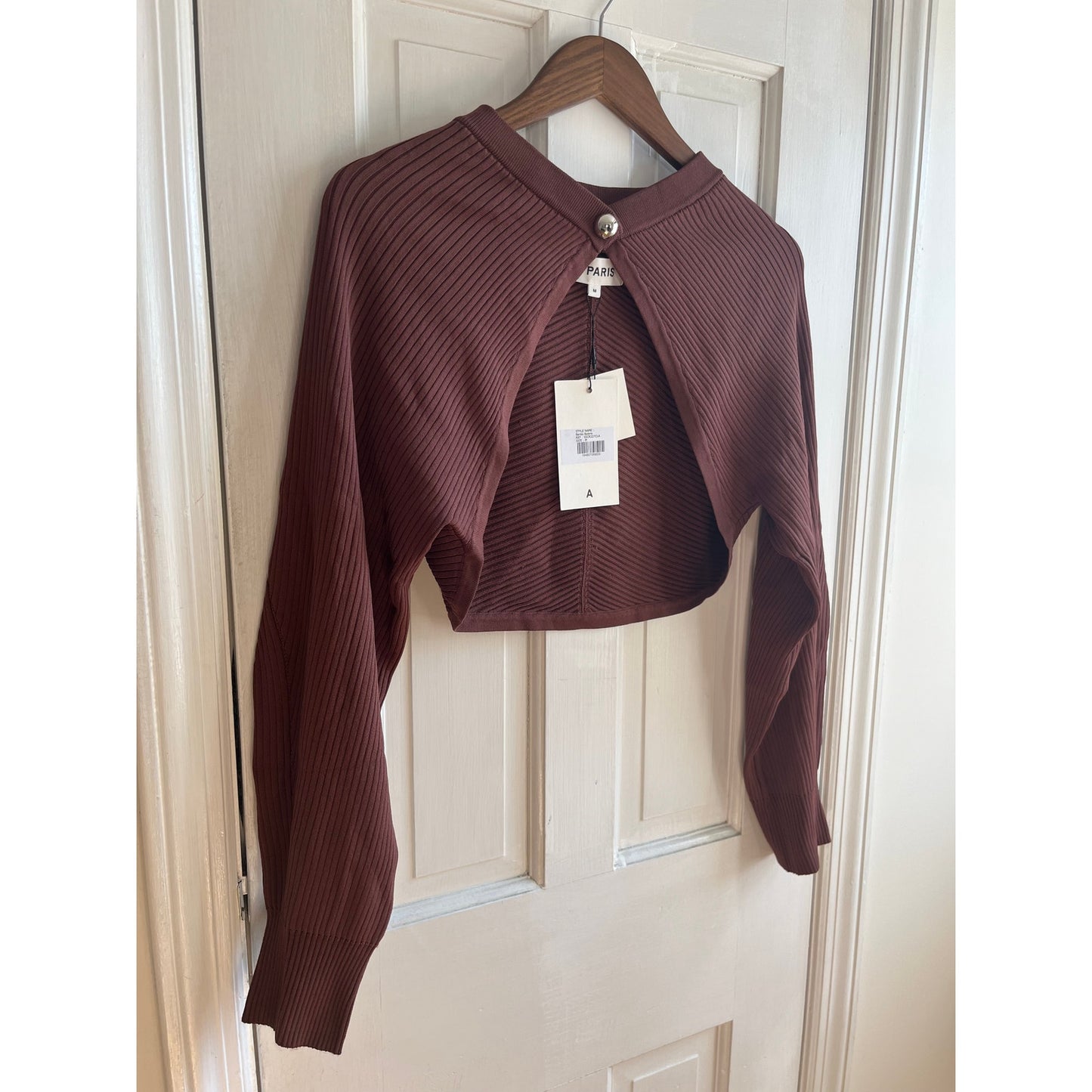 NWT APPARIS Banks Bolero in Clay - Brown Ribbed Knit Cropped Cardigan - Size M