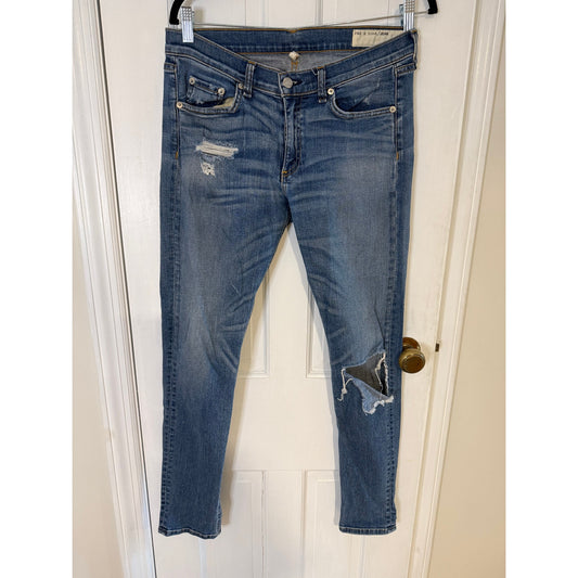 Rag and Bone Skinny Distressed Blue Jeans Size 30
