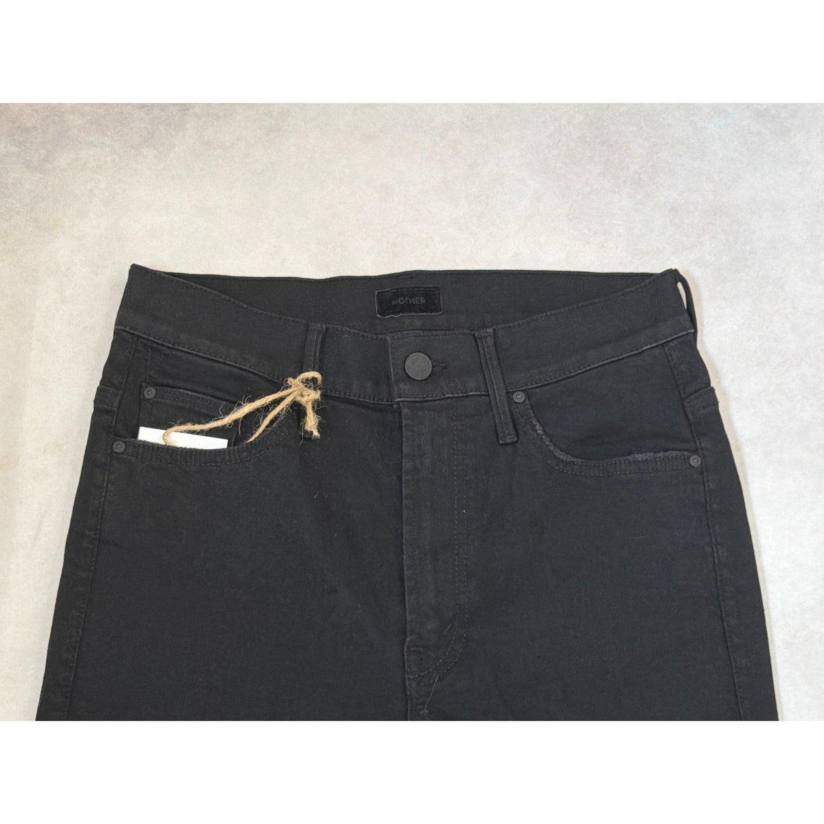 MOTHER The Insider Crop Step Fray Jeans High Rise Black Denim 27