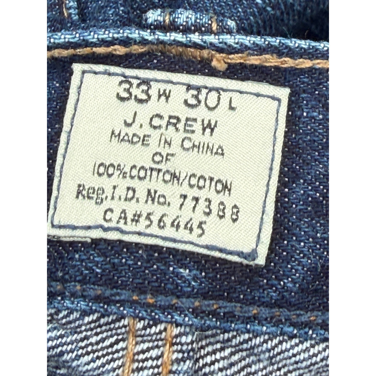 J.Crew Vintage Slim Straight Leg Jeans Dark Wash Denim 100% Cotton 33x30