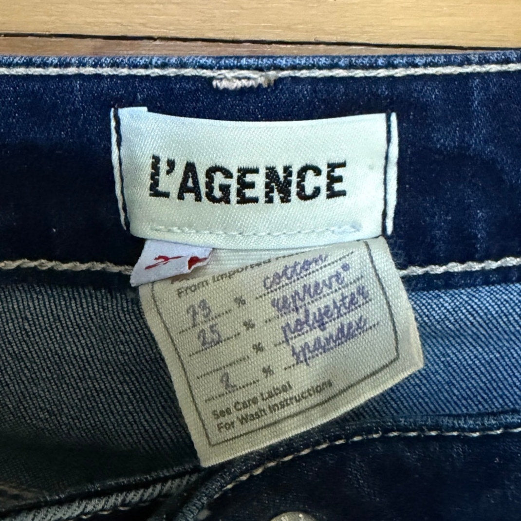 L'AGENCE Kendra Crop Flare Jeans 27 High Rise Dark Wash Columbia EUC