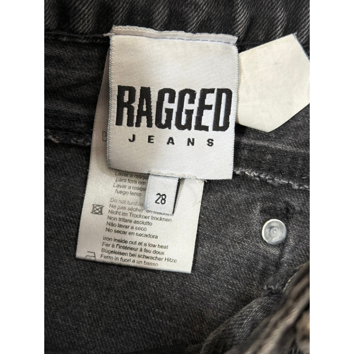 The Ragged Priest Size 28 Black Wide Leg High Rise Jeans Distressed Raw Hem