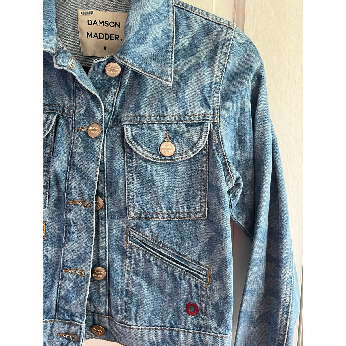 🌸 Damson Madder Dionne Floral Embroidered Denim Jacket US 4 🌸