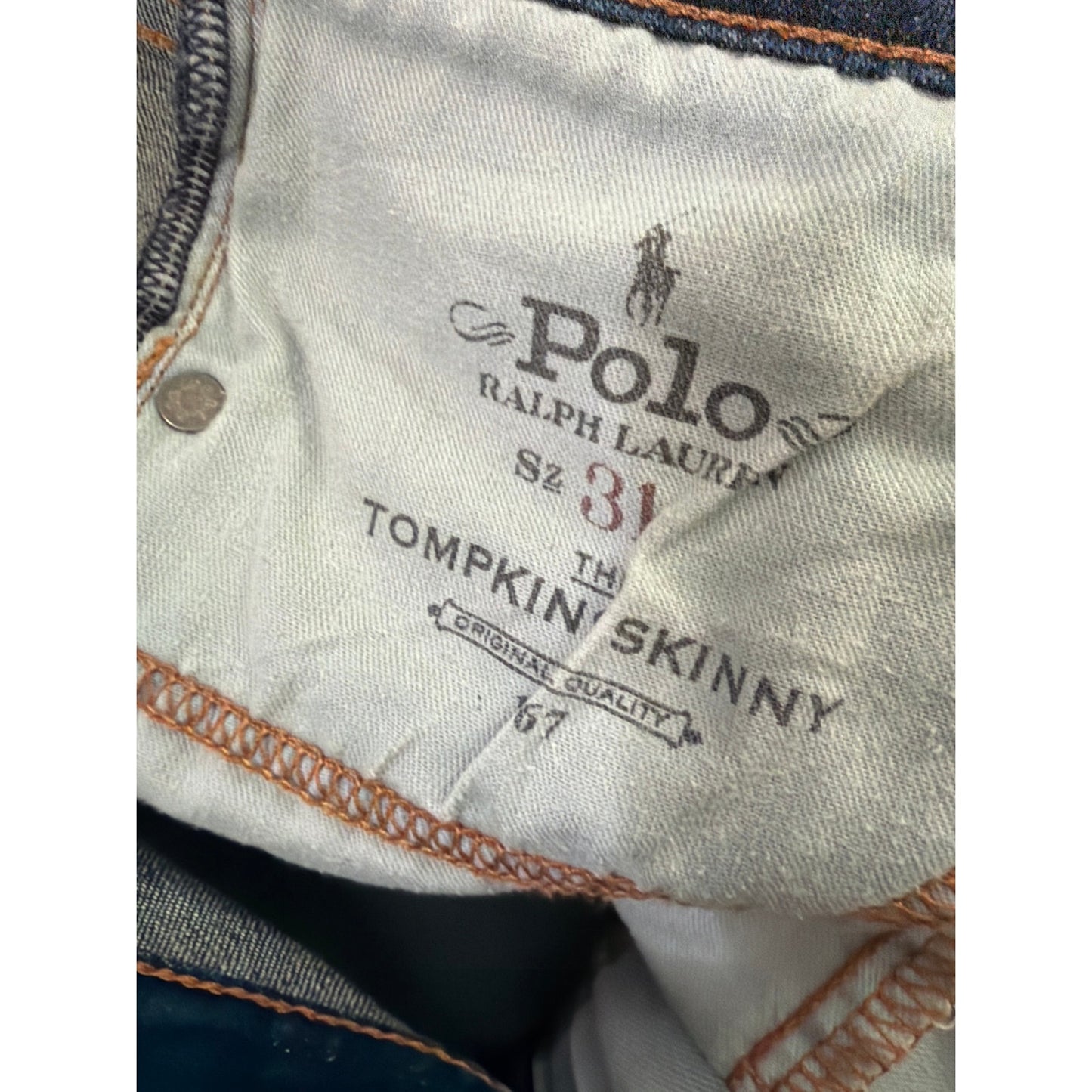 Polo Ralph Lauren Size 31 Tompkins Skinny Dark Wash Mid Rise  Jeans