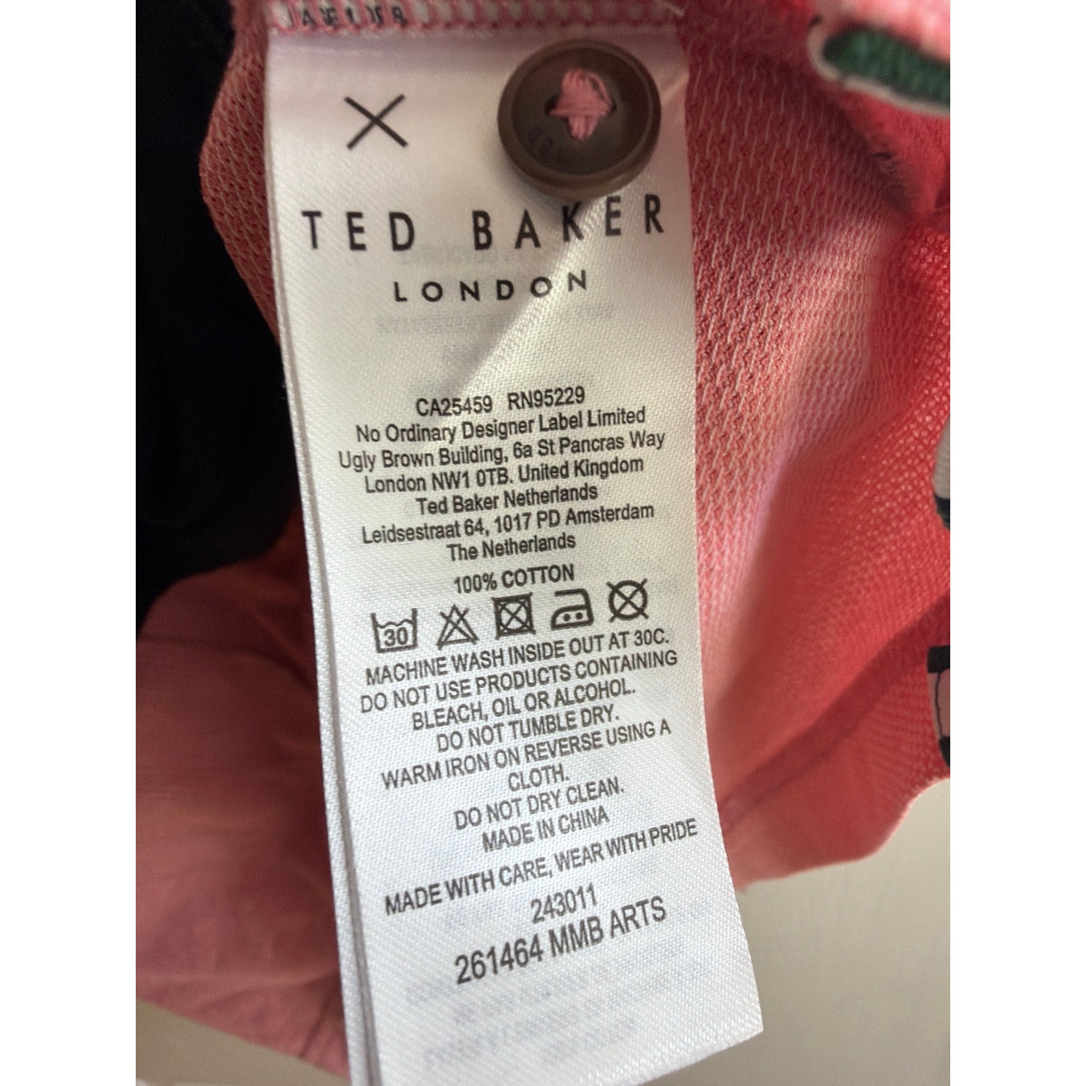 Ted Baker London Tipped Collar Short Sleeve Polo Shirt - Pink, Size 5 / XL