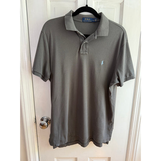 Polo Ralph Lauren Gray Polo Shirt Men's Light Blue Pony - Large