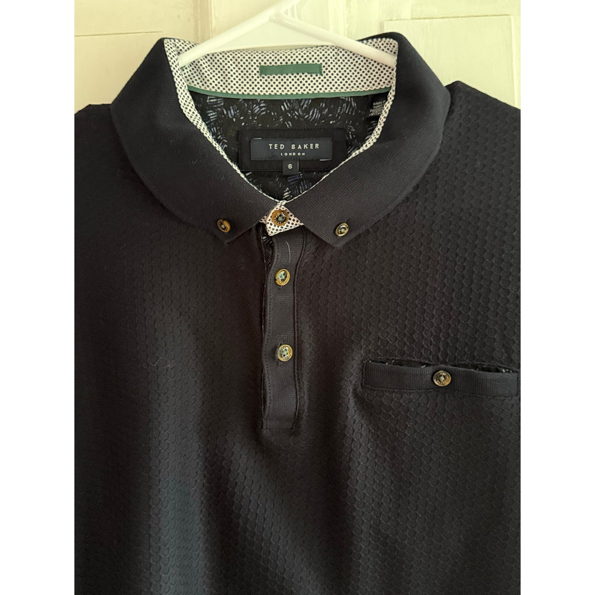 Ted Baker London Black Knit Polo Shirt Men’s Size 6(XXL) Classic EUC