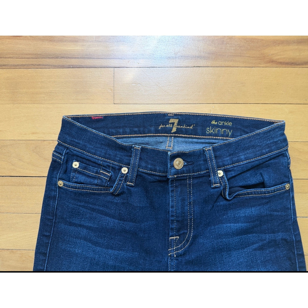 7 For All Mankind The Ankle Skinny Jeans Size 26 Dark Wash Stretch Premium EUC