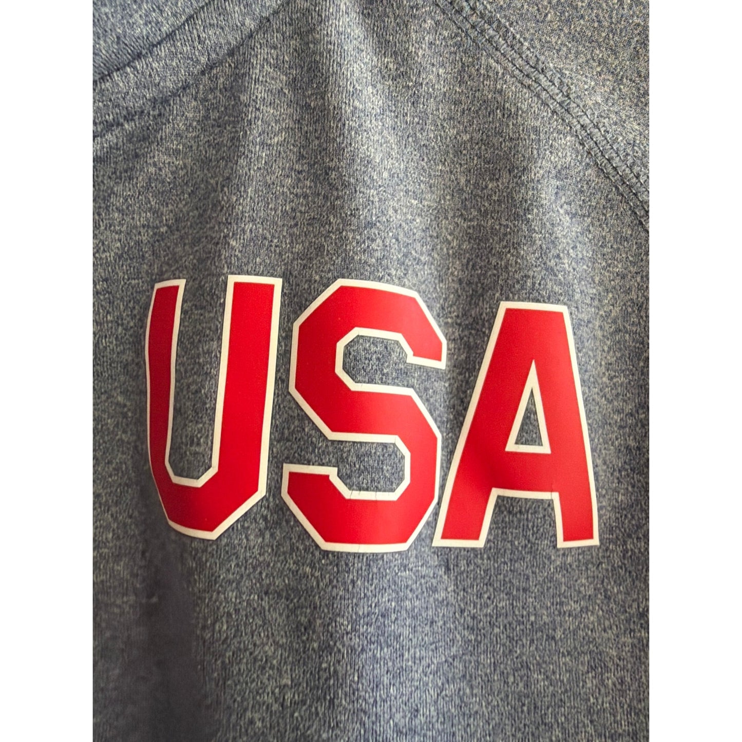 Nike USA Running Men's Medium Blue Gray Dri-Fit Quarter Zip American Flag EUC
