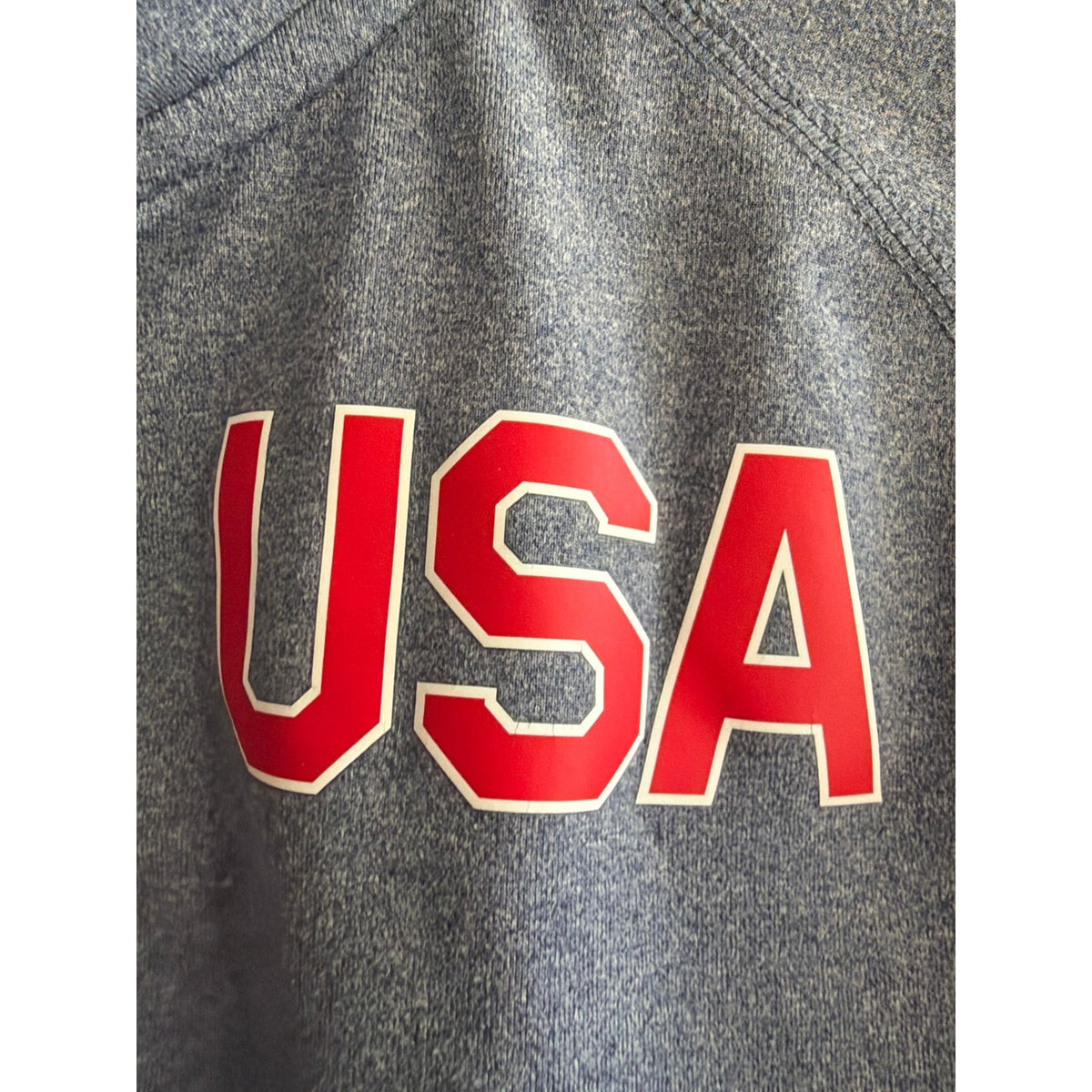 Nike USA Running Men's Medium Blue Gray Dri-Fit Quarter Zip American Flag EUC