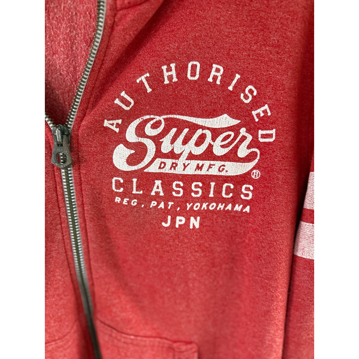 Superdry Classics Full Zip Hoodie Jacket Small Red JPN Fleece Relaxed