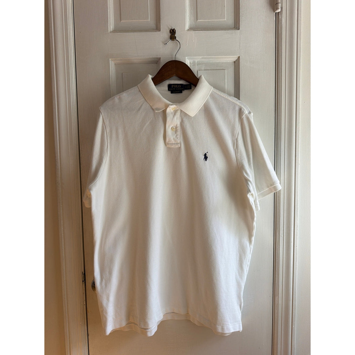 Polo Ralph Lauren White Polo Shirt Men's Large Blue Pony
