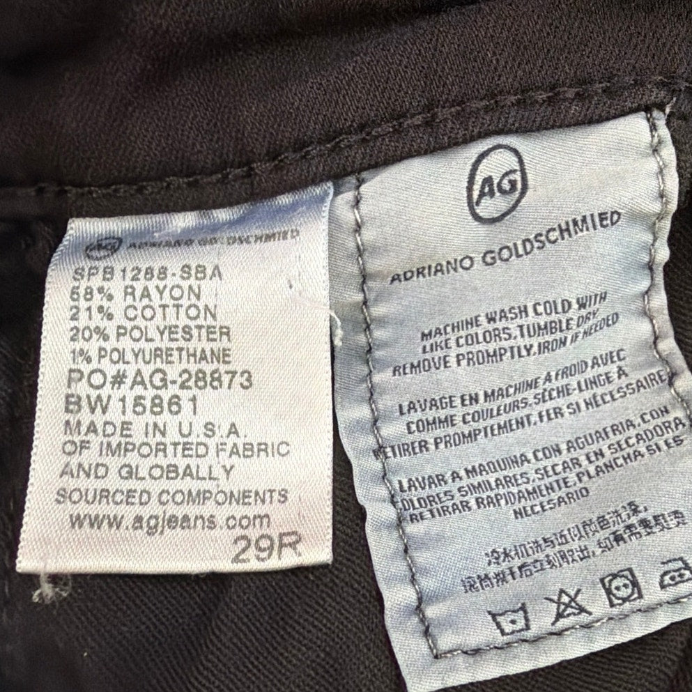 Adriano Goldschmied AG Size 29 Super Skinny  "THE LEGGING" Black MADE in USA