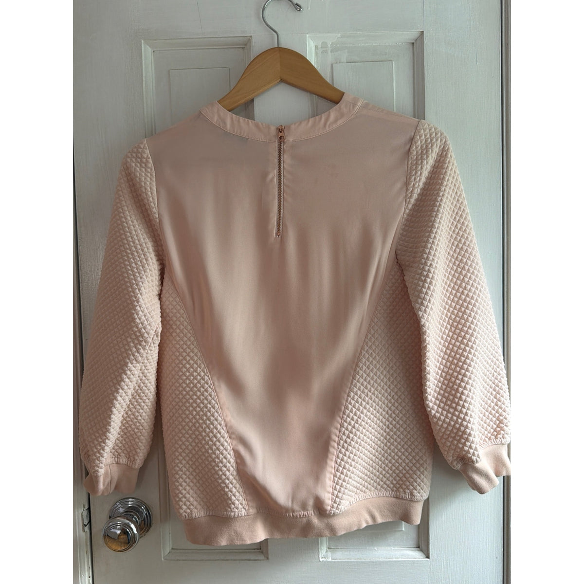 Ted Baker London Light Pink Quilted Back Zip Sweatshirt Top Size 0