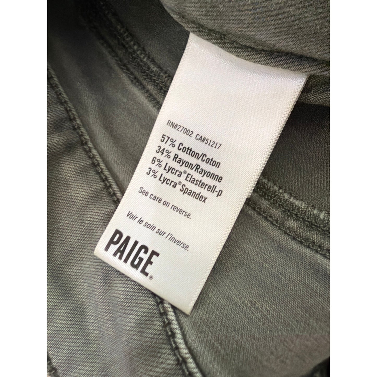 Paige Size 30 Slim Fit Green Cargo Jean