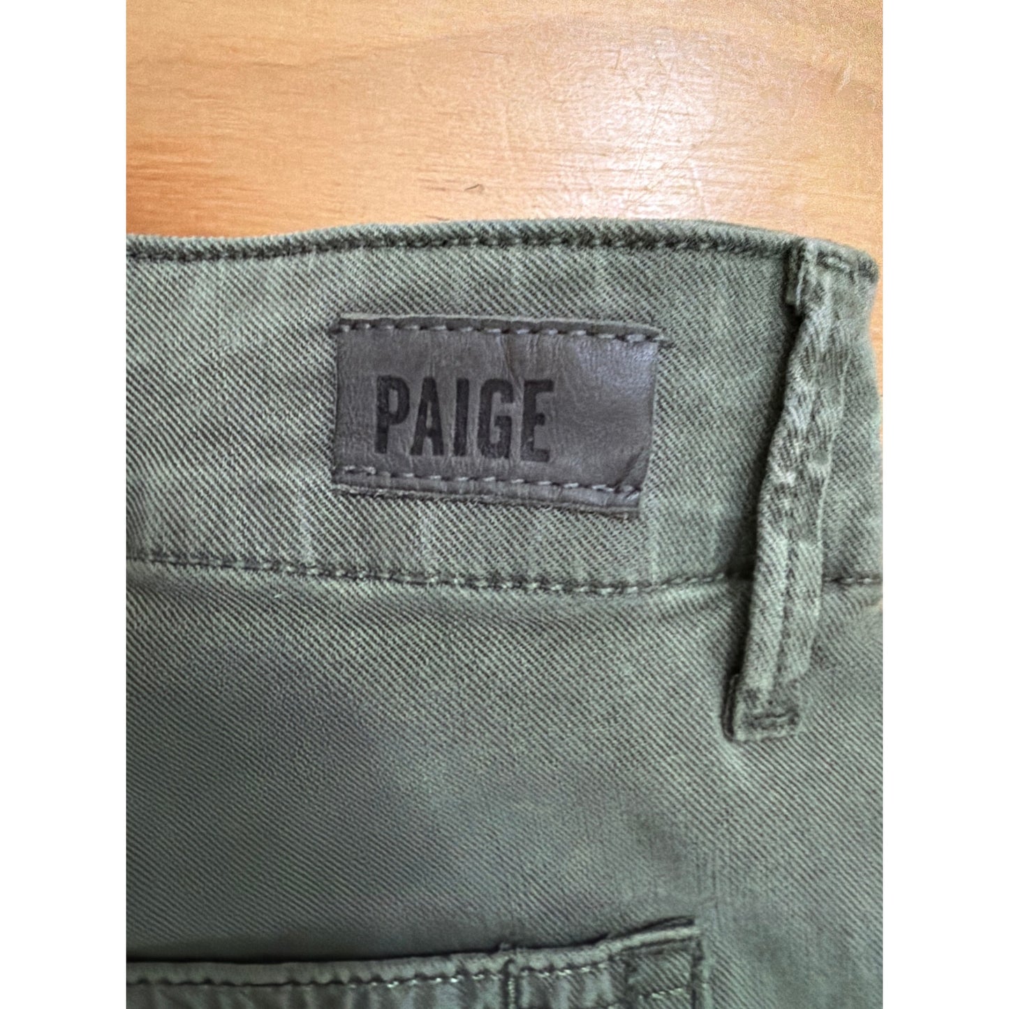Paige 31 High Rise Military Green Straight Leg Jeans