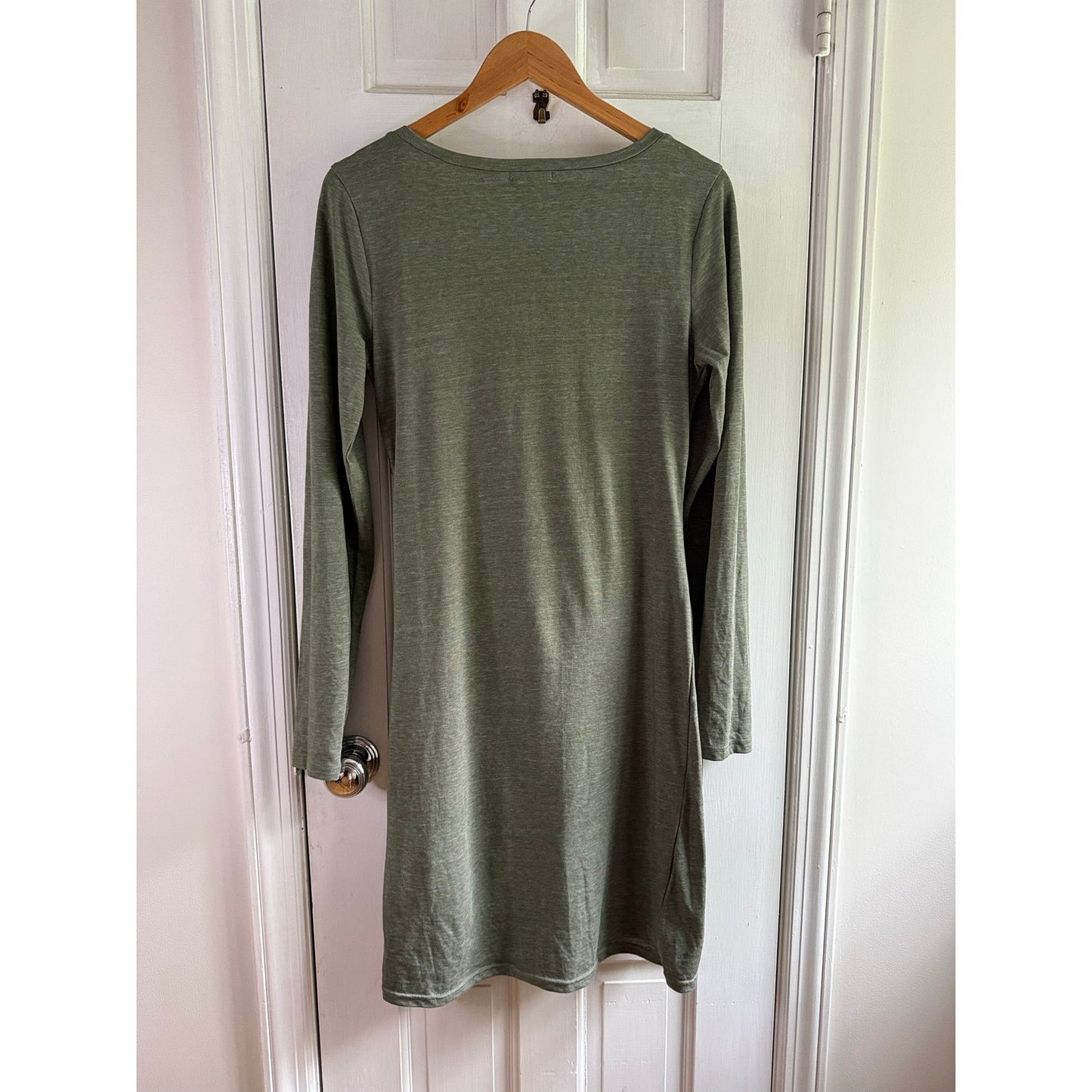 Leith Nordstrom Gray Ruched Side Draped Long Sleeve T-Shirt Dress Women's L EUC