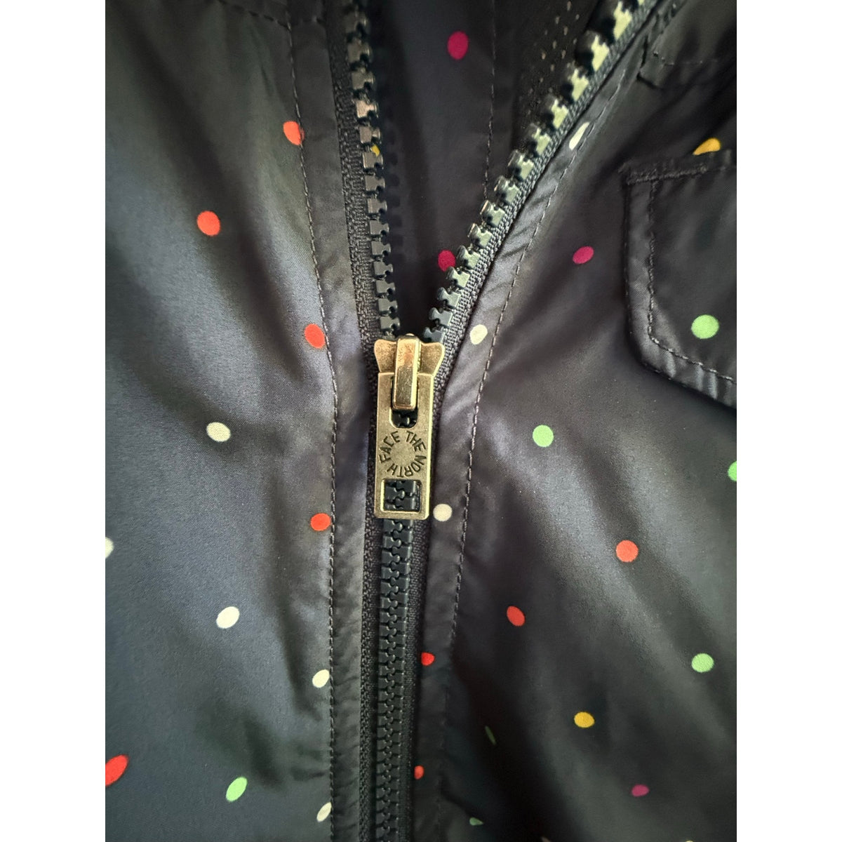 The North Face Navy Blue Multicolor Polka Dot Windbreaker Jacket Women's Medium
