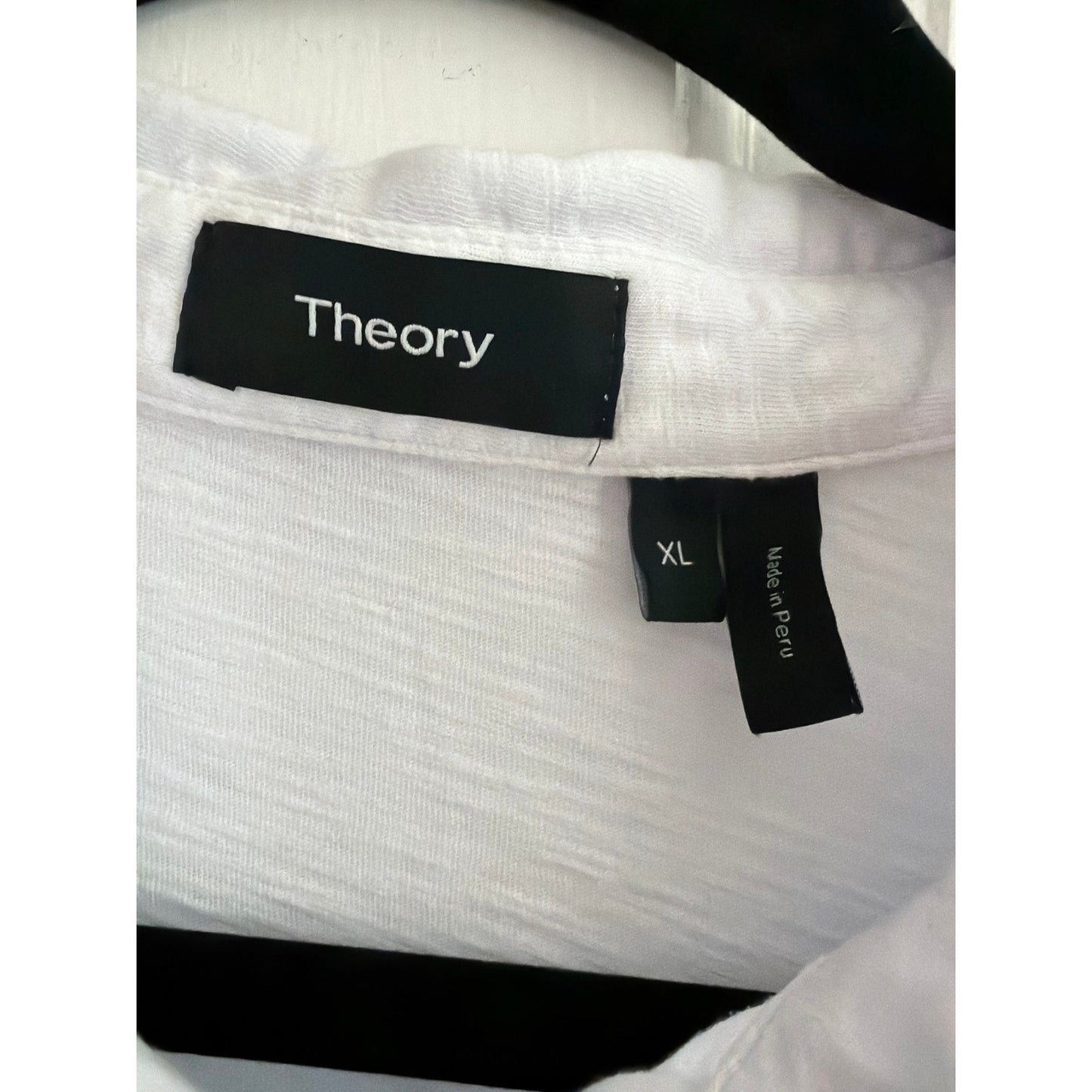 Theory Bron B Polo Shirt White XL EUC Slub Cotton Cosmos