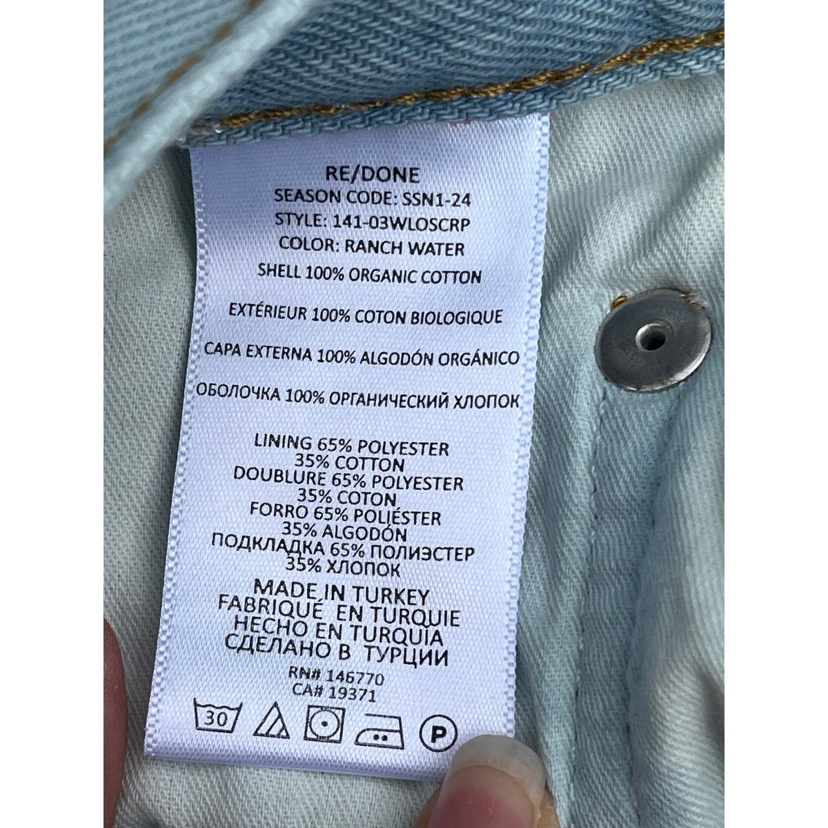 RE/DONE Loose Crop Jeans Size 29 Ranch Water Light Wash Organic Cotton