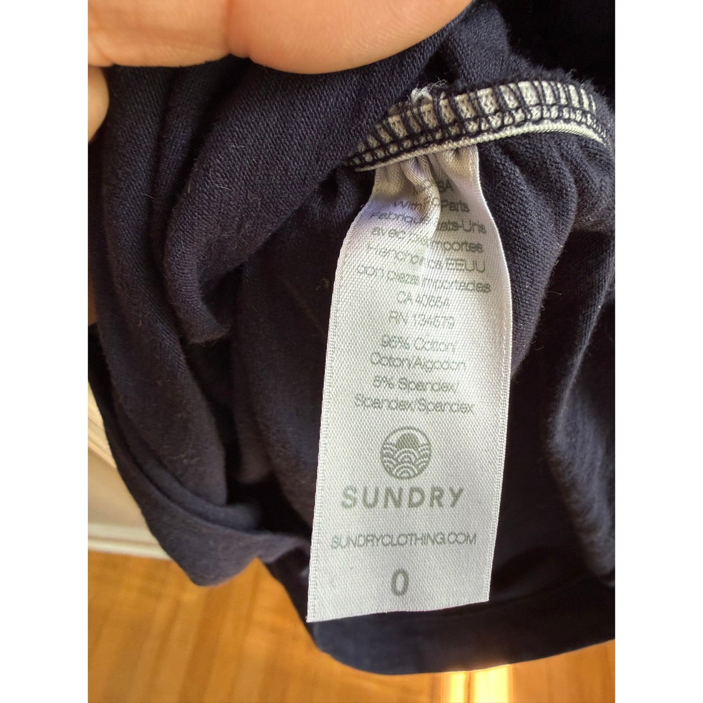Sundry Ruched Dress 0 XS S Navy Blue V Neck Puff Short Sleeve Cotton Pencil EUC