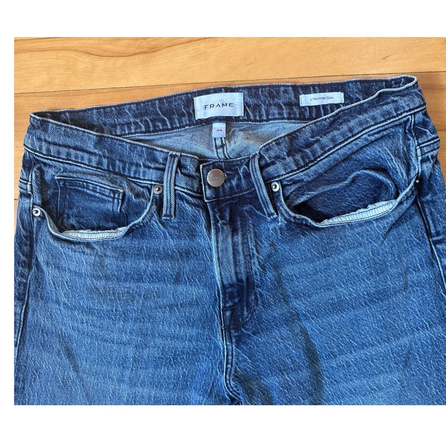 Frame L'Homme Slim Jeans Size 34 Fairhope Medium Wash Stretch Premium EUC
