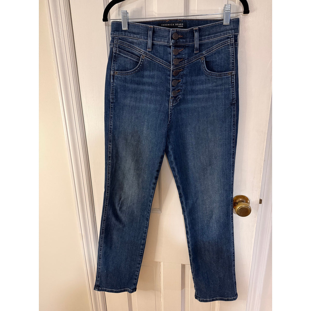Veronica Beard Ryleigh Slim Straight High Rise Button Up Jeans Sz 27