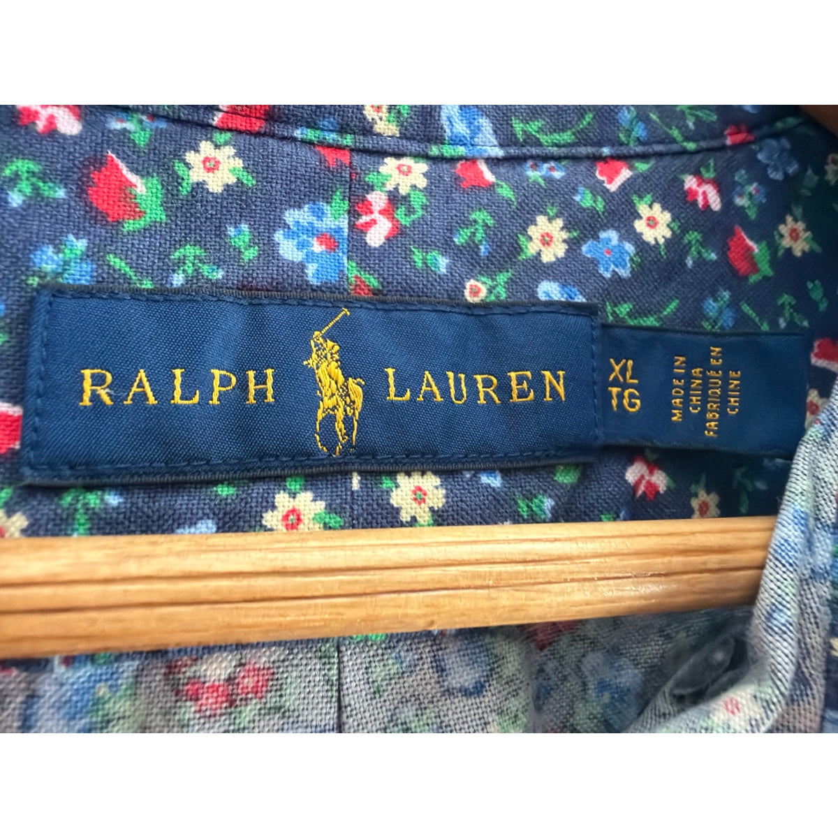 Ralph Lauren Short Sleeve Navy Floral Button Down Shirt XL