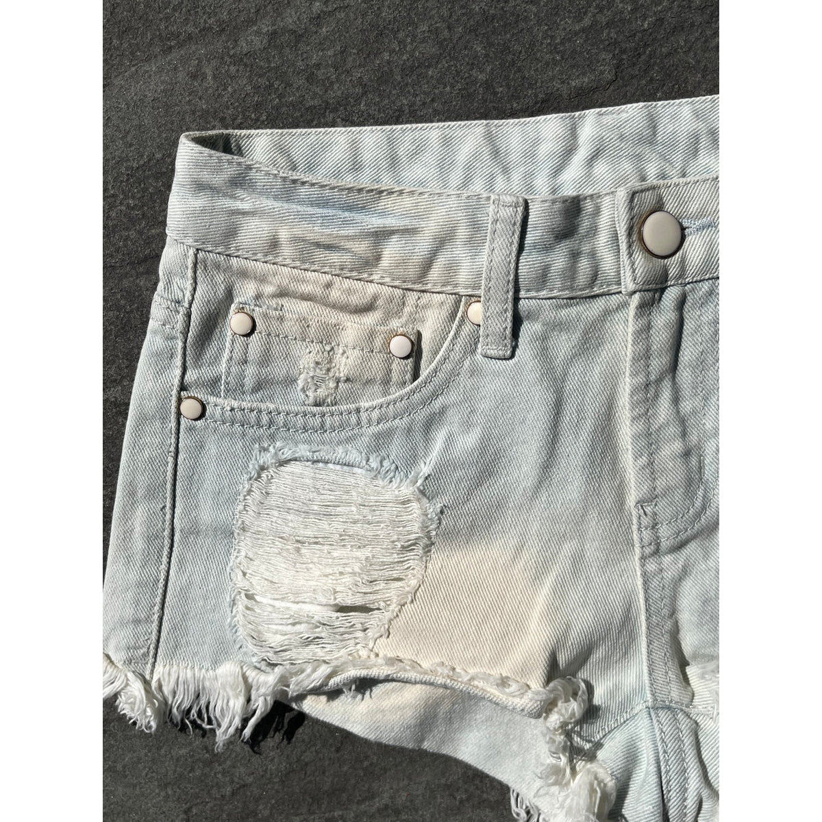 Vtg Lip Service Bleached Distressed Denim Shorts Y2K Low Rise Cut Offs 25 26