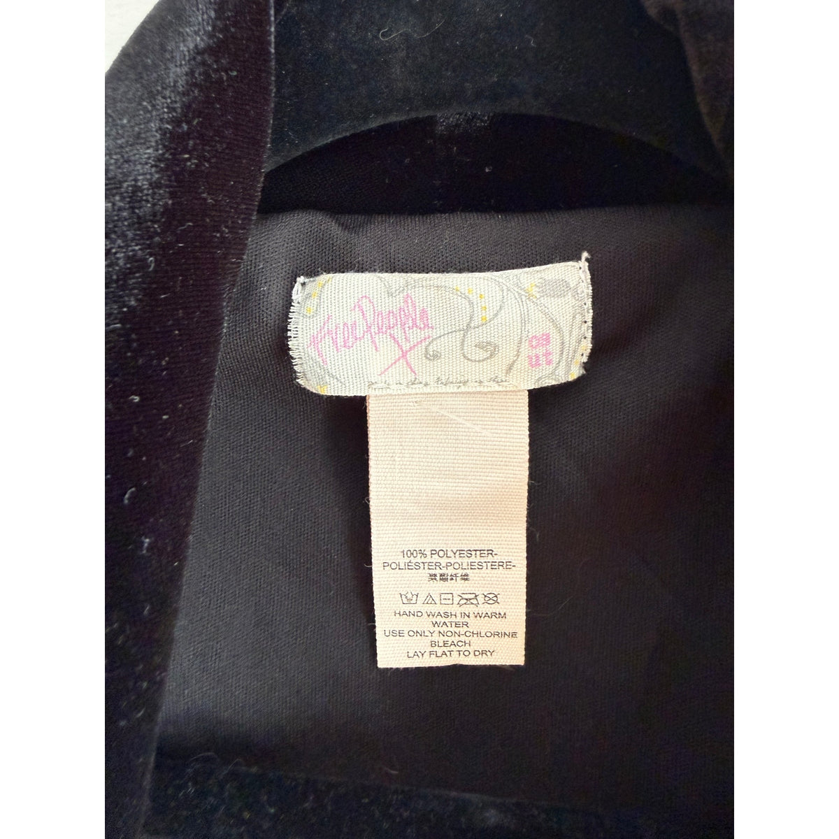 Free People Black Velvet Cape Vest One Size OS Open Front Drape Fringe EUC