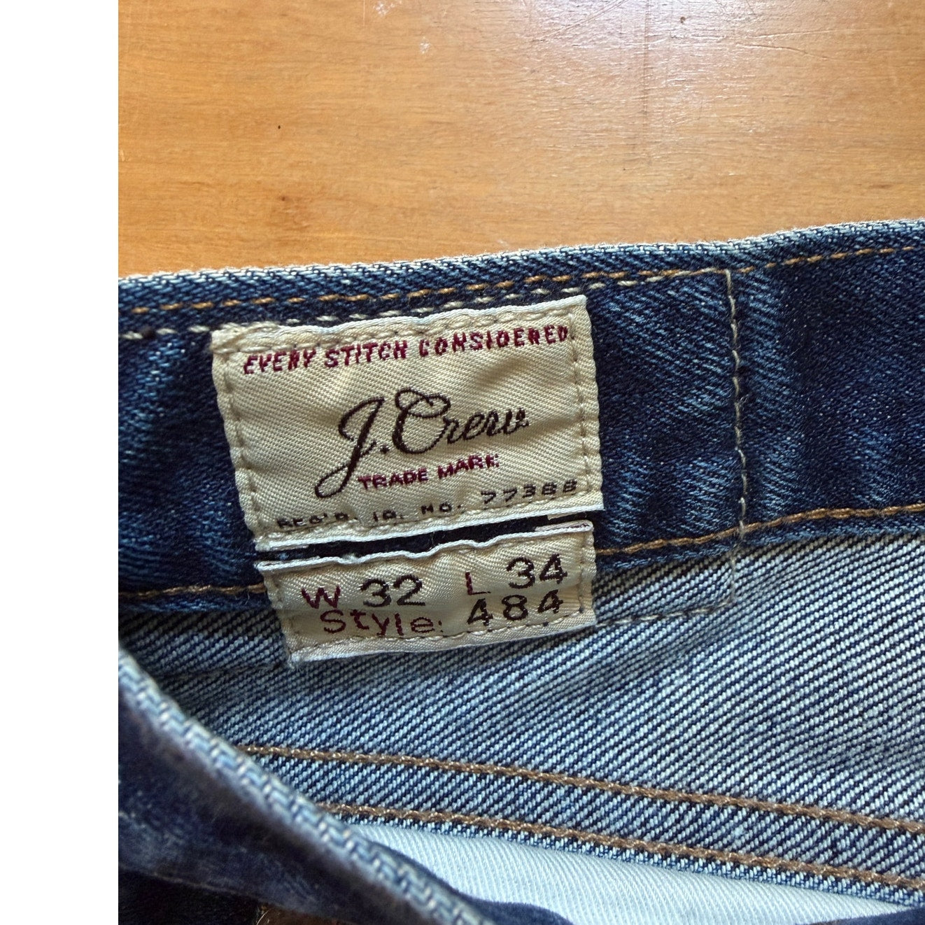 J.Crew 484 Slim Fit Jeans Mens 32x34 Blue Denim Dark Worn In Stretch