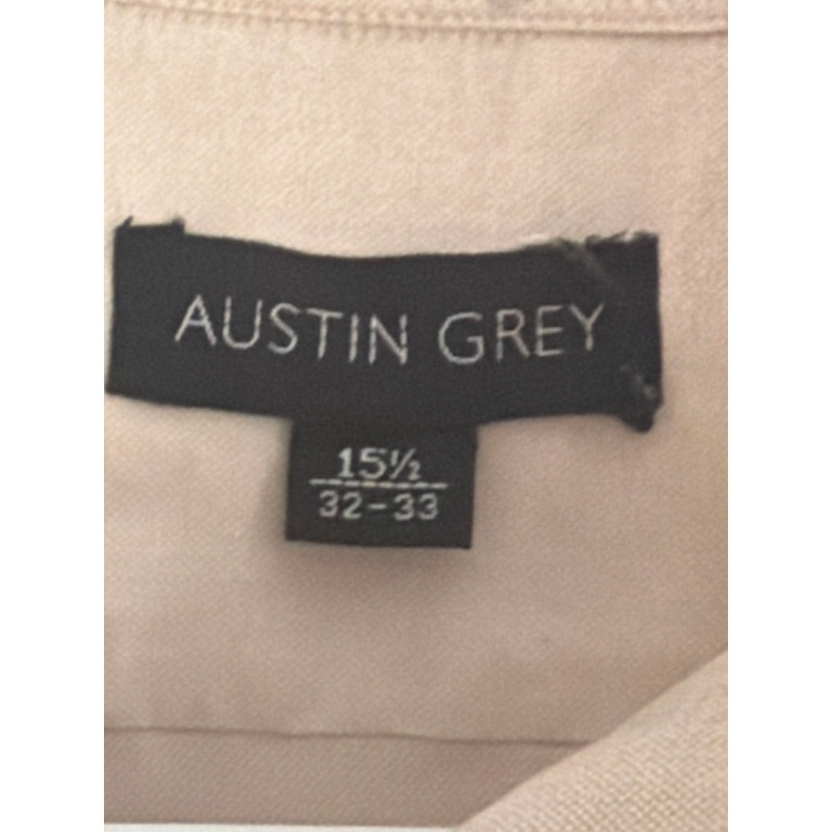 Vintage Austin Grey Fitted Shirt Salmon Pink Size 32-33 Long Sleeve Button Up