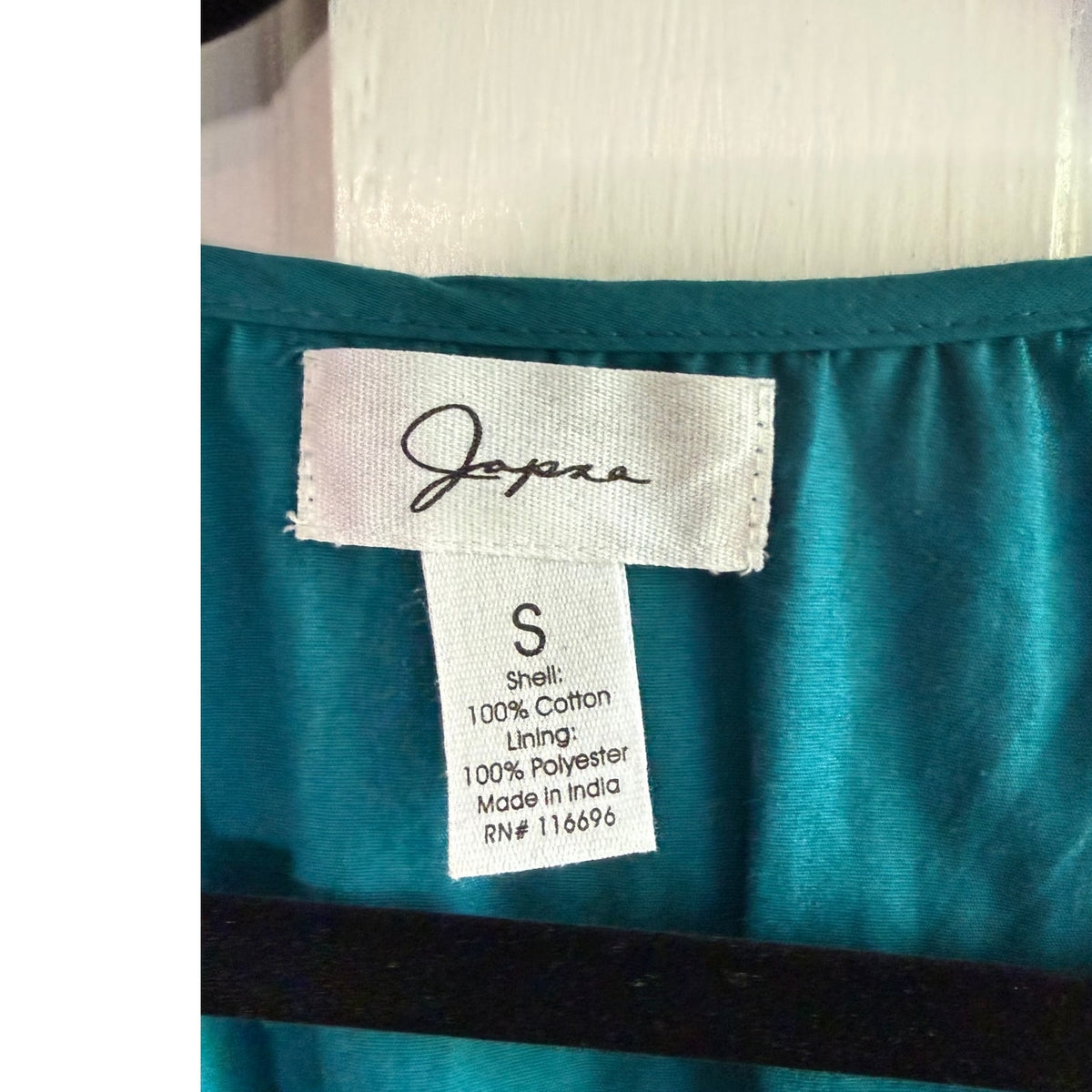 Japna Teal Green Puff Sleeve Tiered Mini Dress V-Neck Size Small EUC