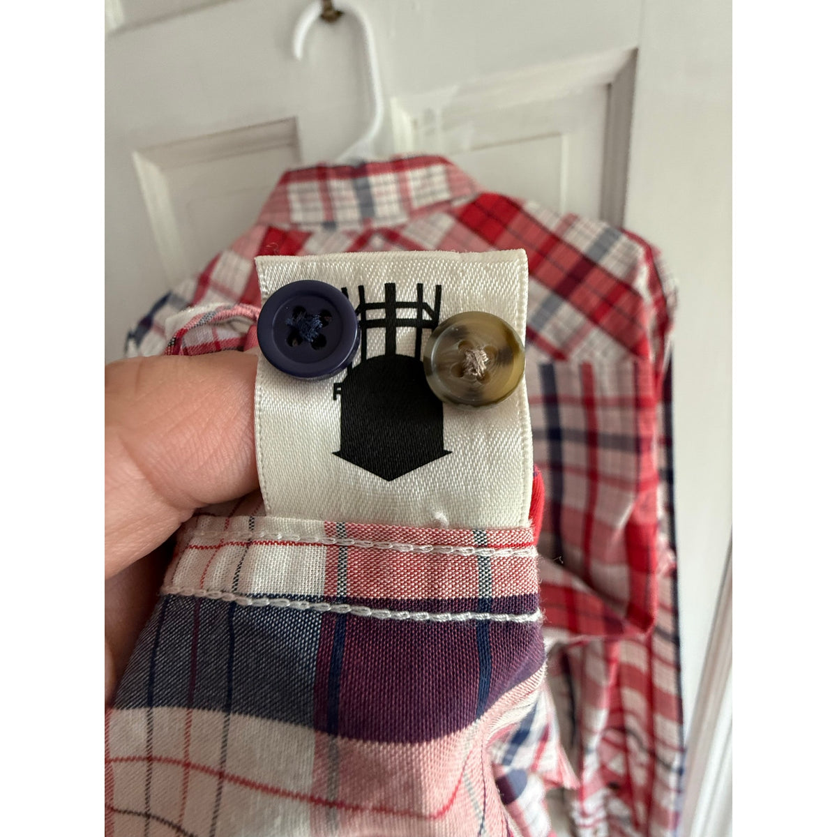Brooklyn Industries Red, White, & Blue Plaid Button Down Shirt - Size Small