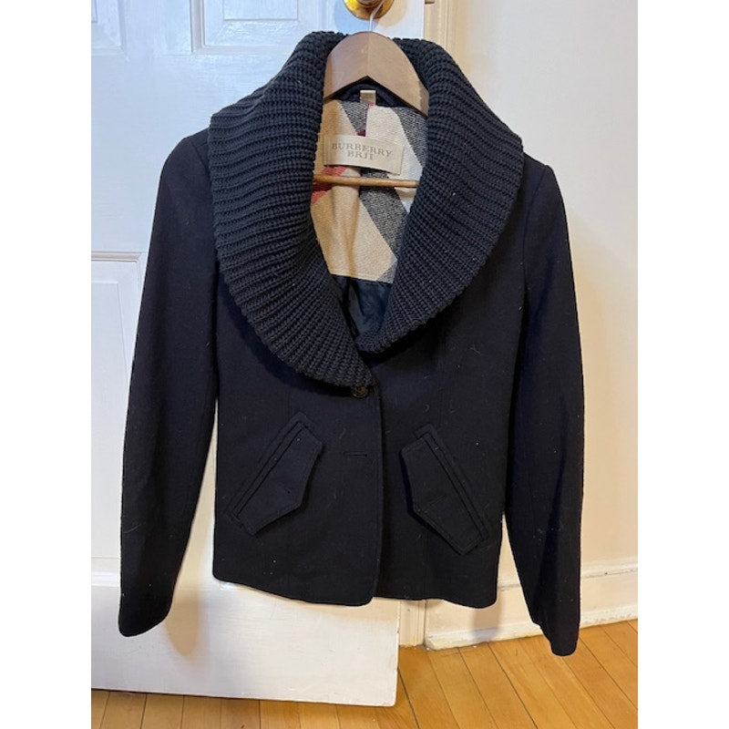 Burberry Brit Short Wool Pea Coat - US 2 (Fitted)