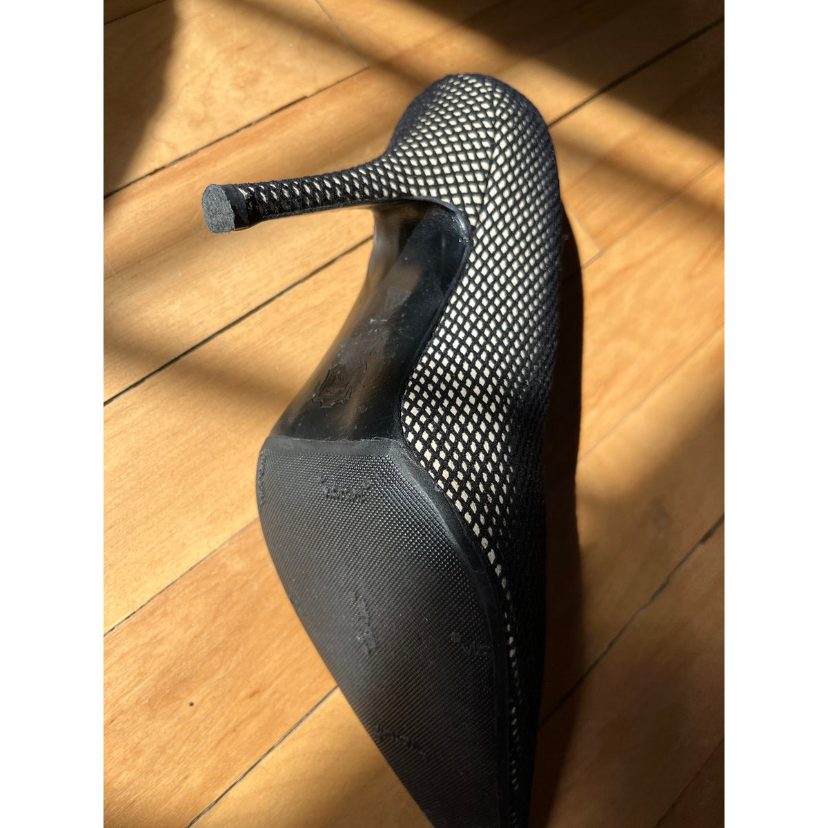 Pierre Hardy Black Suede Mesh Fishnet Heels 37 - Pointed Toe Stiletto Pump