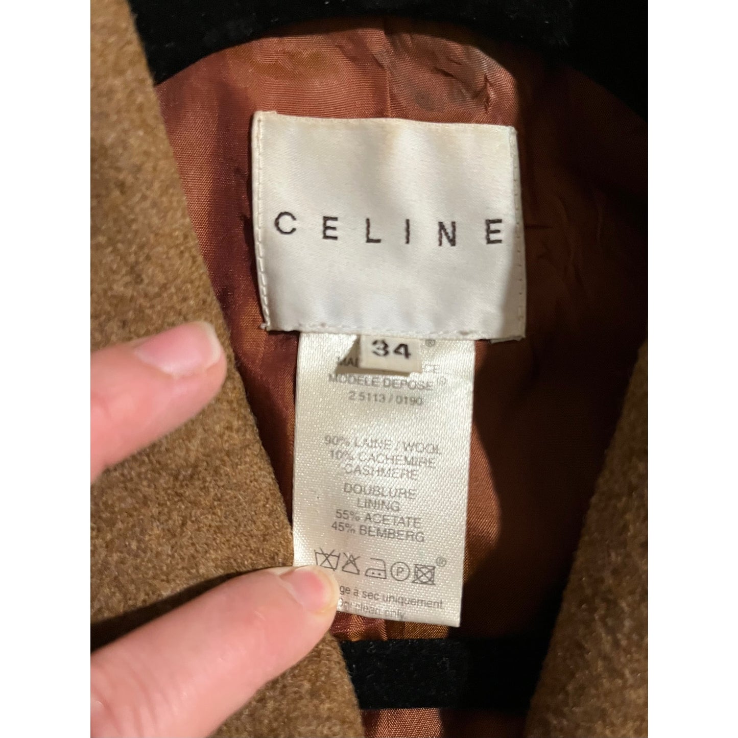 Vintage Celine Brown Wool Cropped Coat - Extra Small
